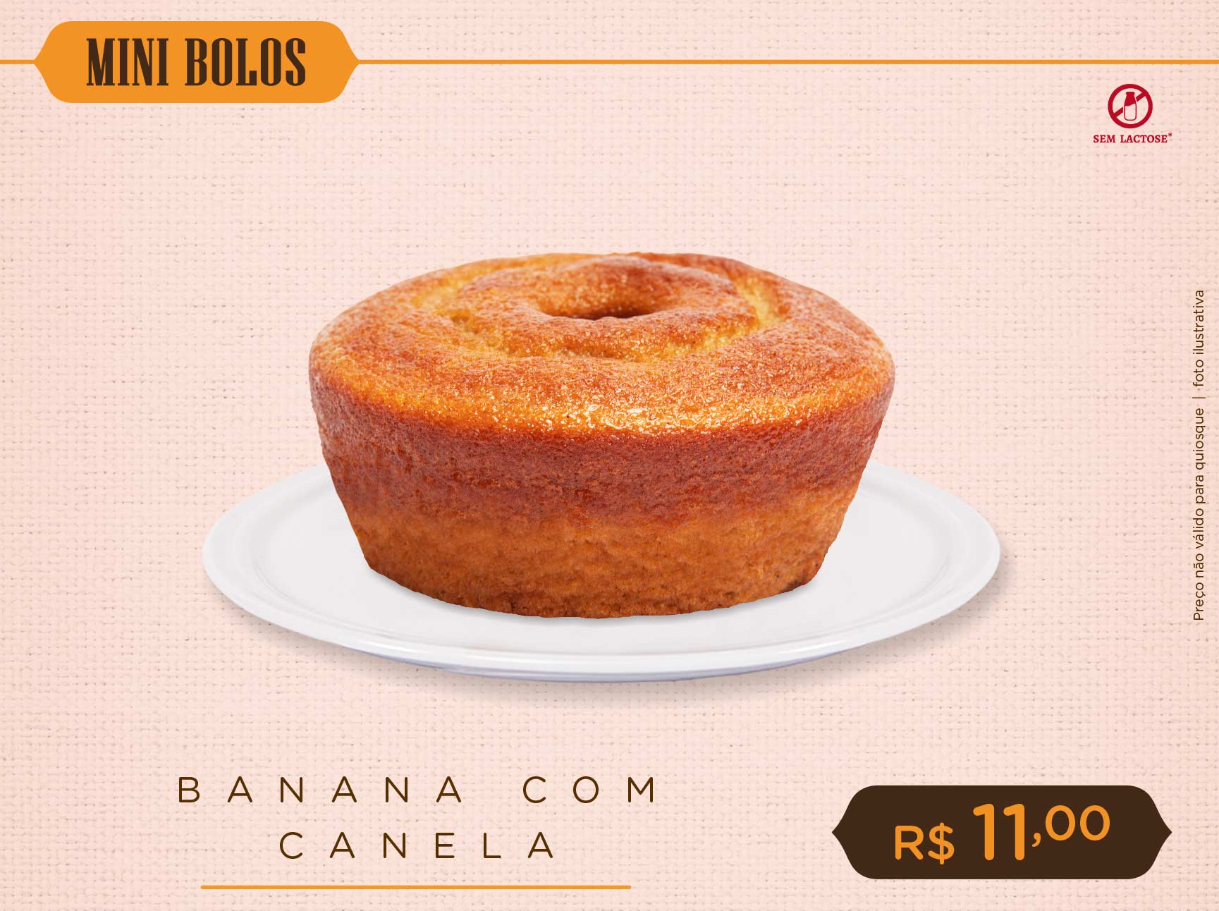 Banana c/ Canela (Mini Bolo) - Sem lactose 