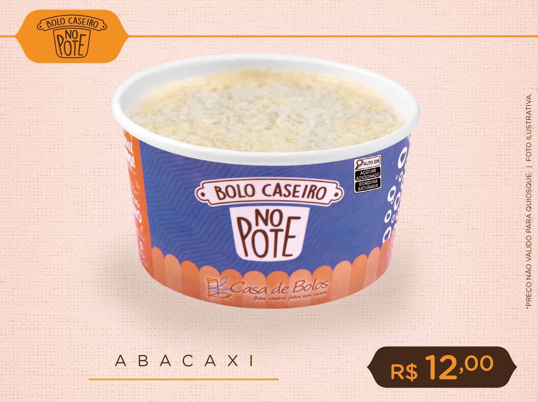Abacaxi (Bolo caseiro no pote)