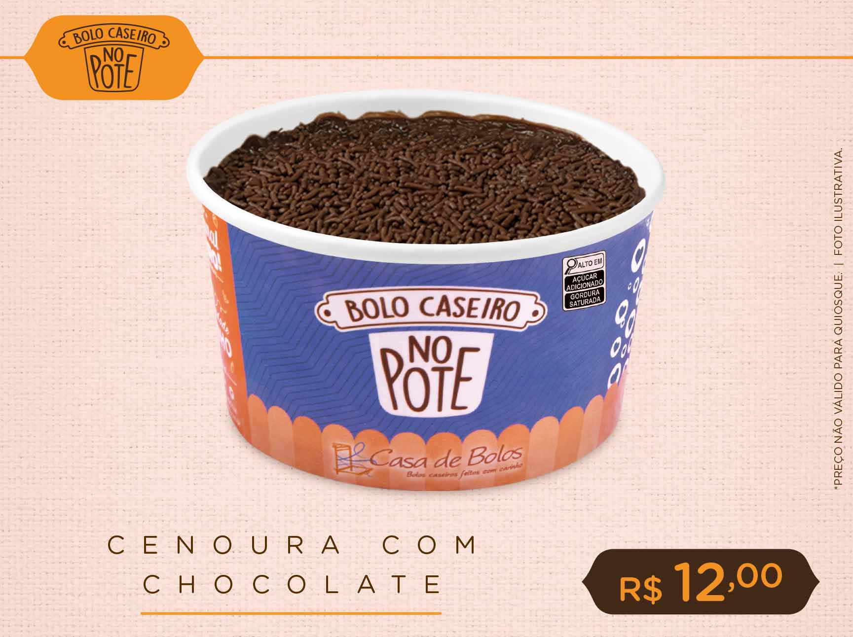 Cenoura c/ Chocolate  (Bolo caseiro no pote)