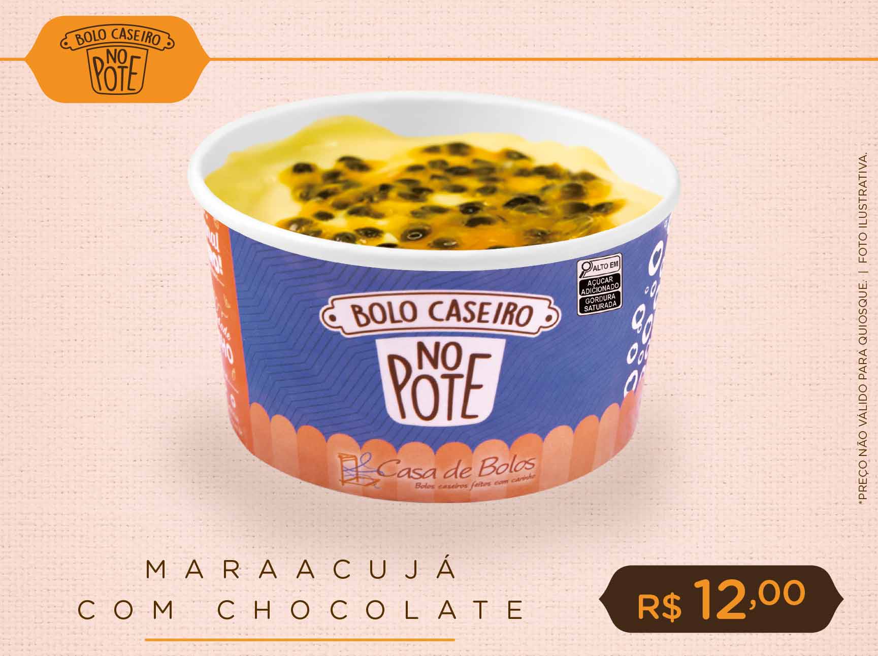Maracujá c/ Chocolate  (Bolo caseiro no pote)