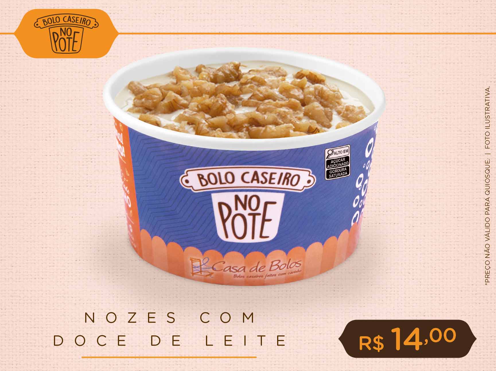 Nozes c/ Doce de Leite  (Bolo caseiro no pote)
