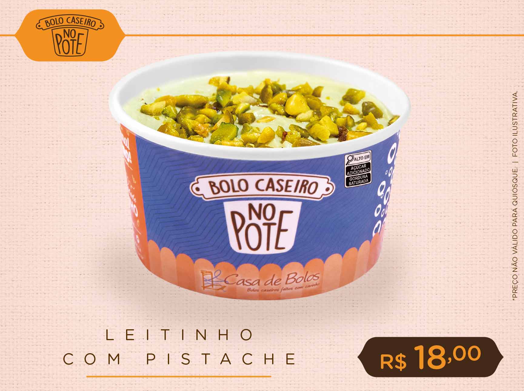 Leitinho c/ Pistache  (Bolo caseiro no pote)