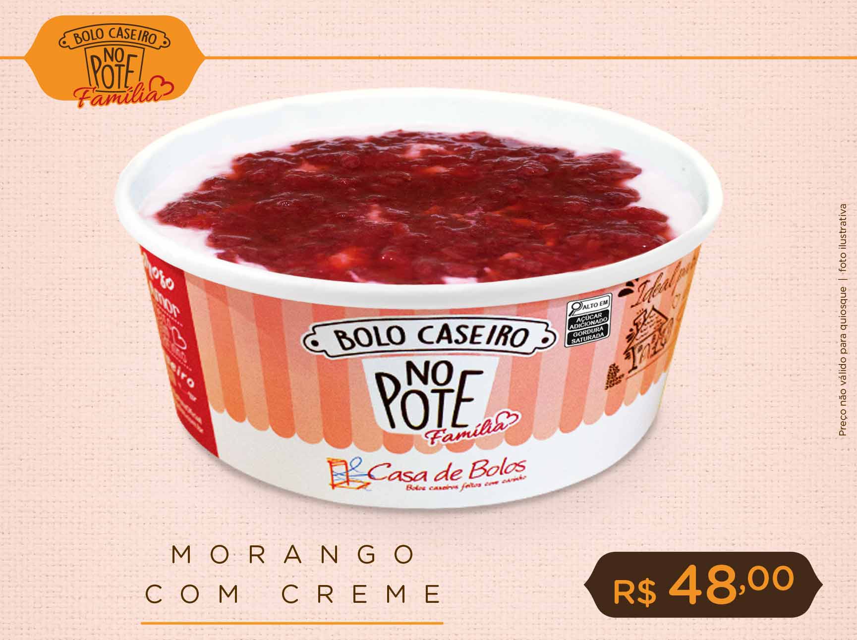Morango c/ Creme (Bolo caseiro no pote família)